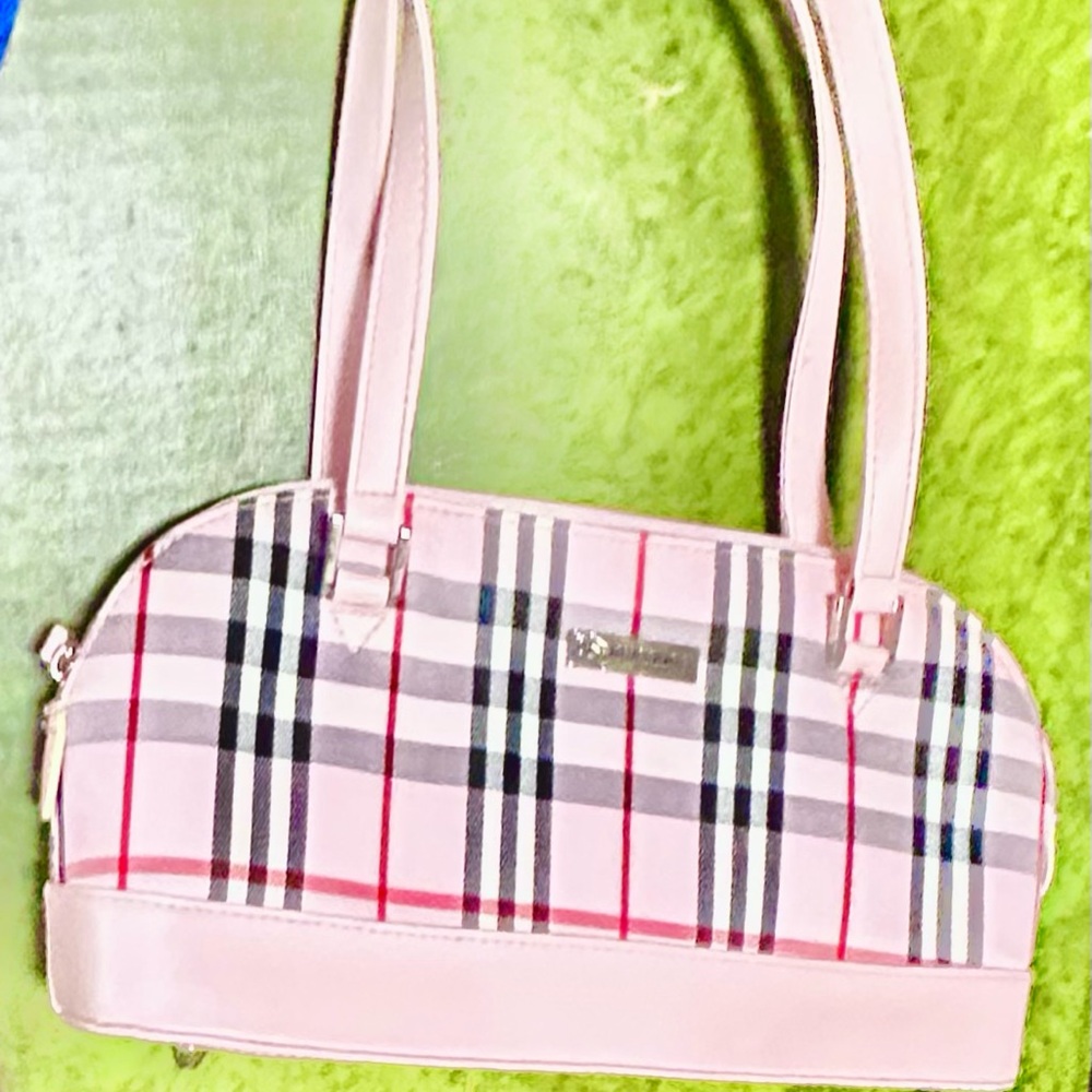 Pink Plaid Top-Handle Women’s Handbag Lux Inspired - Imperfect -Clean -Not Used